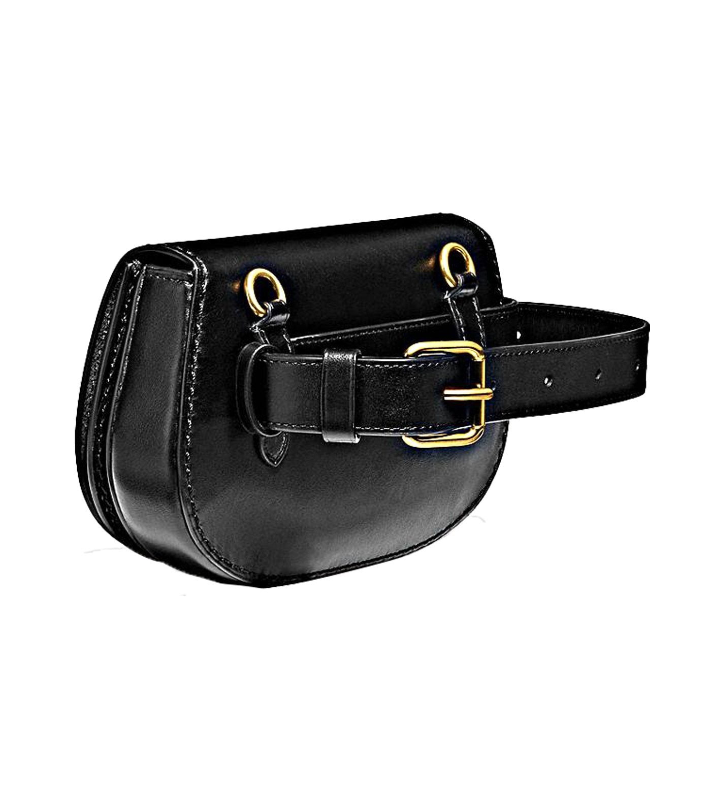 Leather Saddle Belt Bag Black