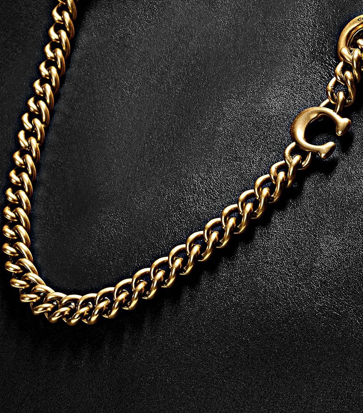 Signature Chain Central Leather Tote Black