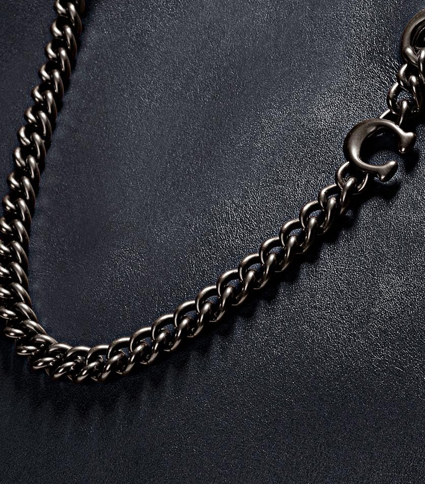Signature Chain Central Leather Tote Midnight Navy