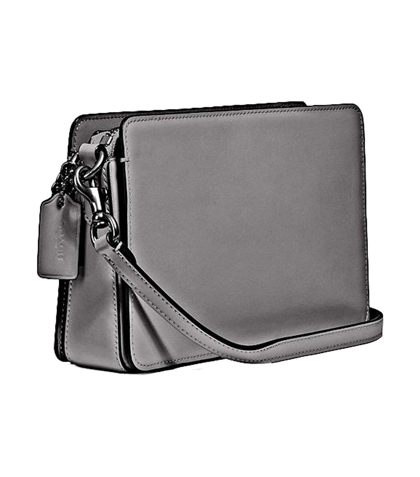 Signature Chain Leather Crossbody Heather Gray