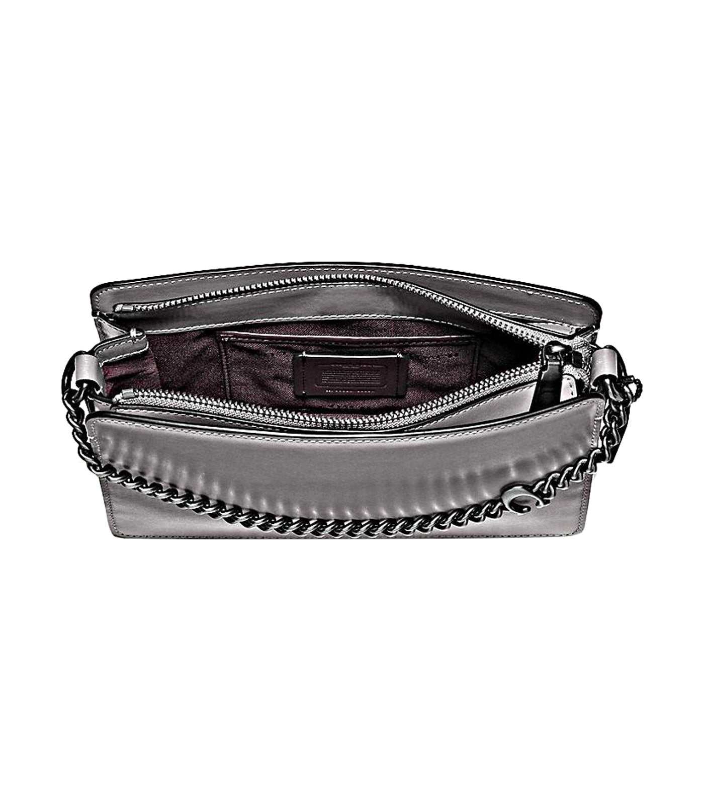 Signature Chain Leather Crossbody Heather Gray