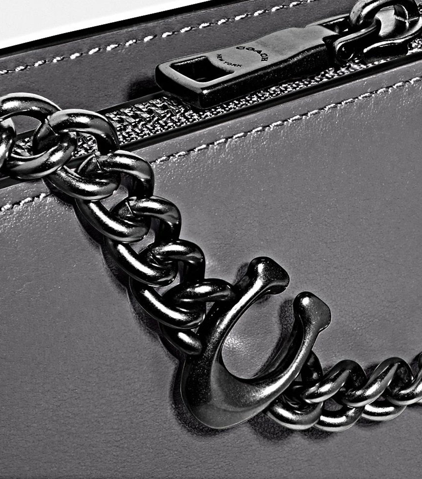 Signature Chain Leather Crossbody Heather Gray