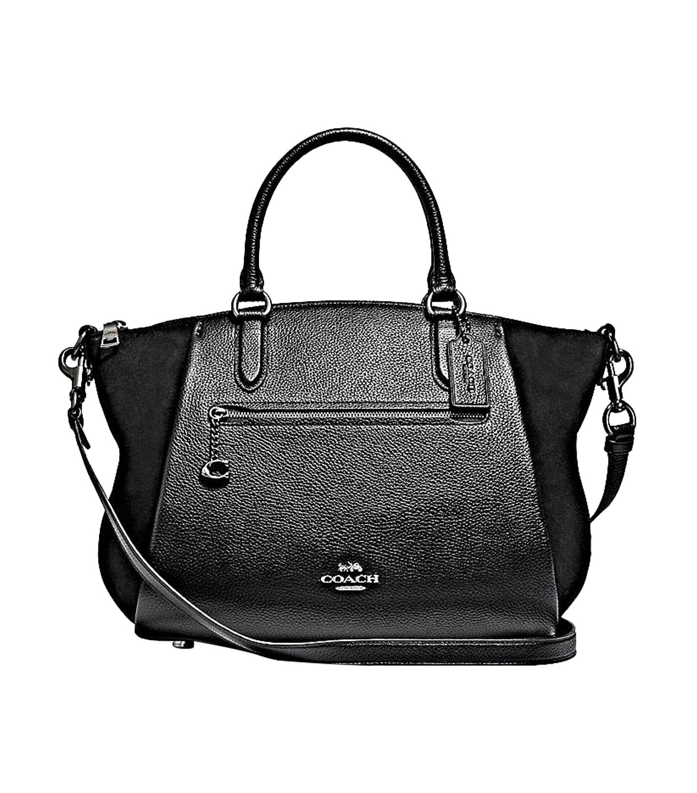 Elise 29 Mixed Leather Satchel Gunmetal and Black