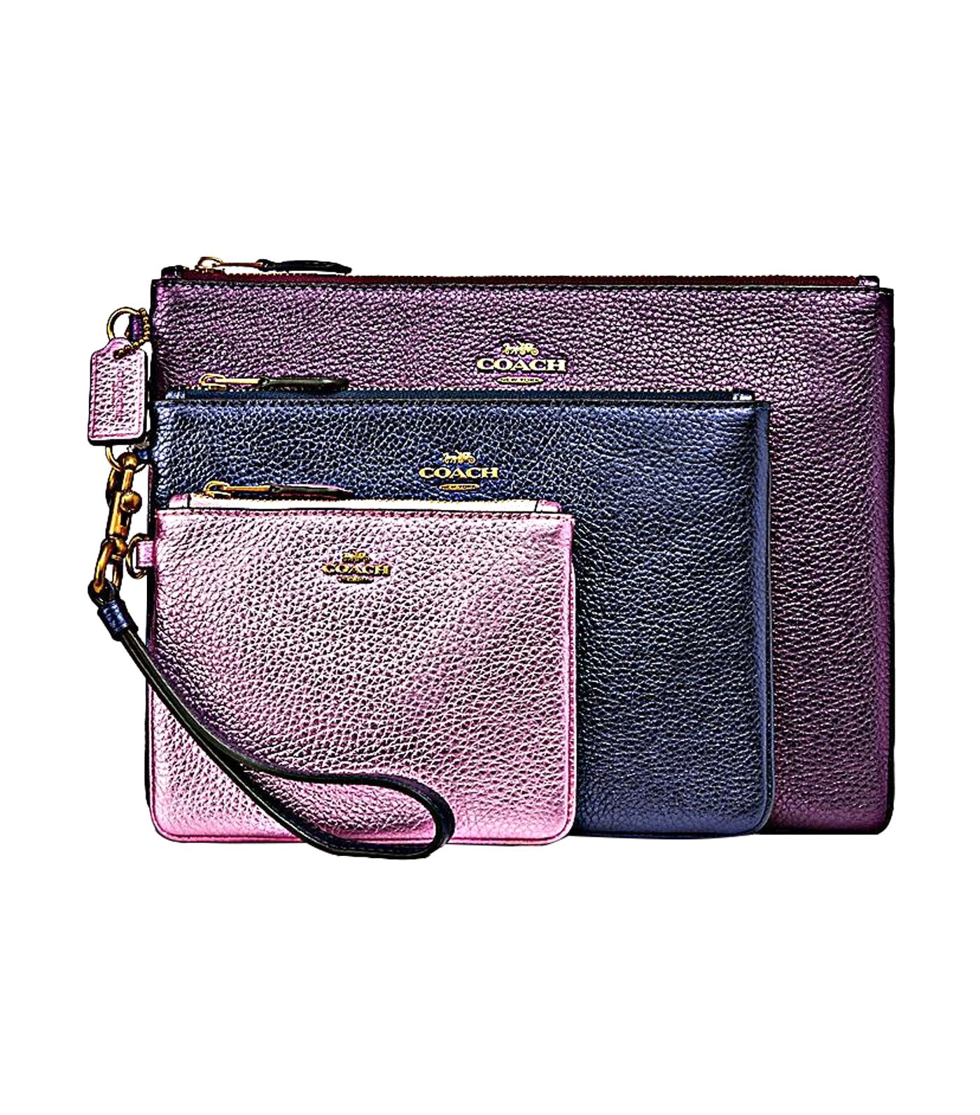 Triple Leather Pouch Set Colorblock