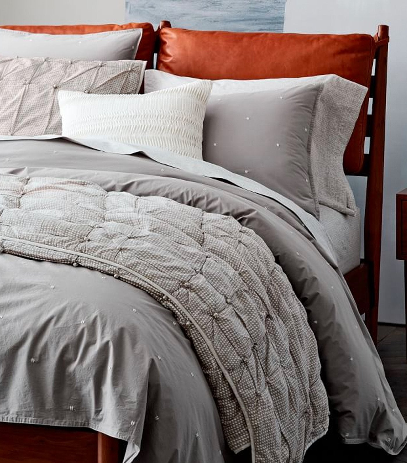 west elm Organic Washed Cotton Percale Duvet Cover, King - Platinum