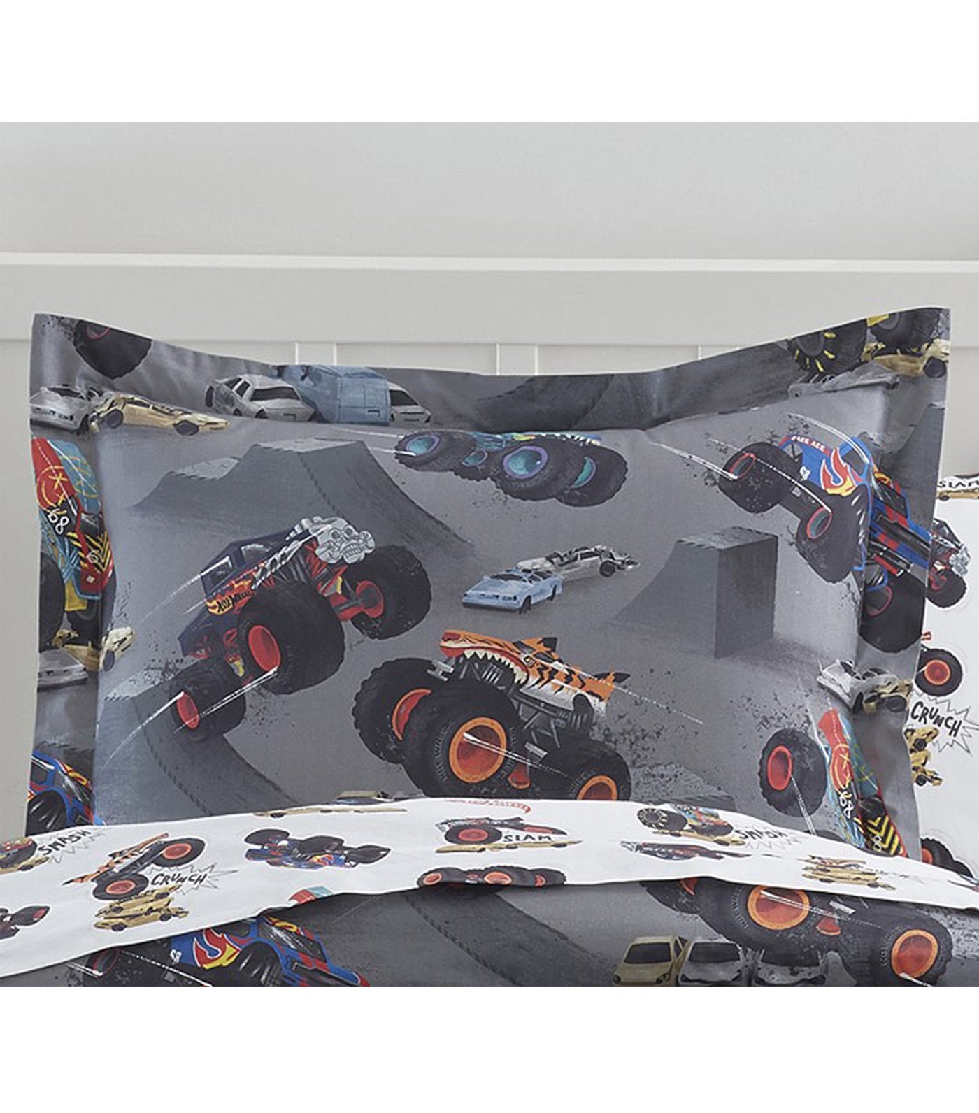 Organic Monster Trucks™ Duvet and Standard Sham - Gray