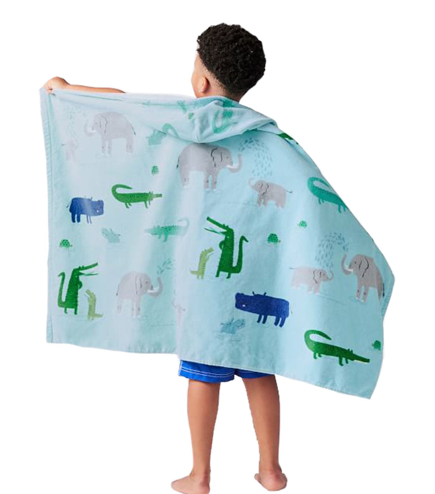 Safari Kid Hooded Towel - Blue