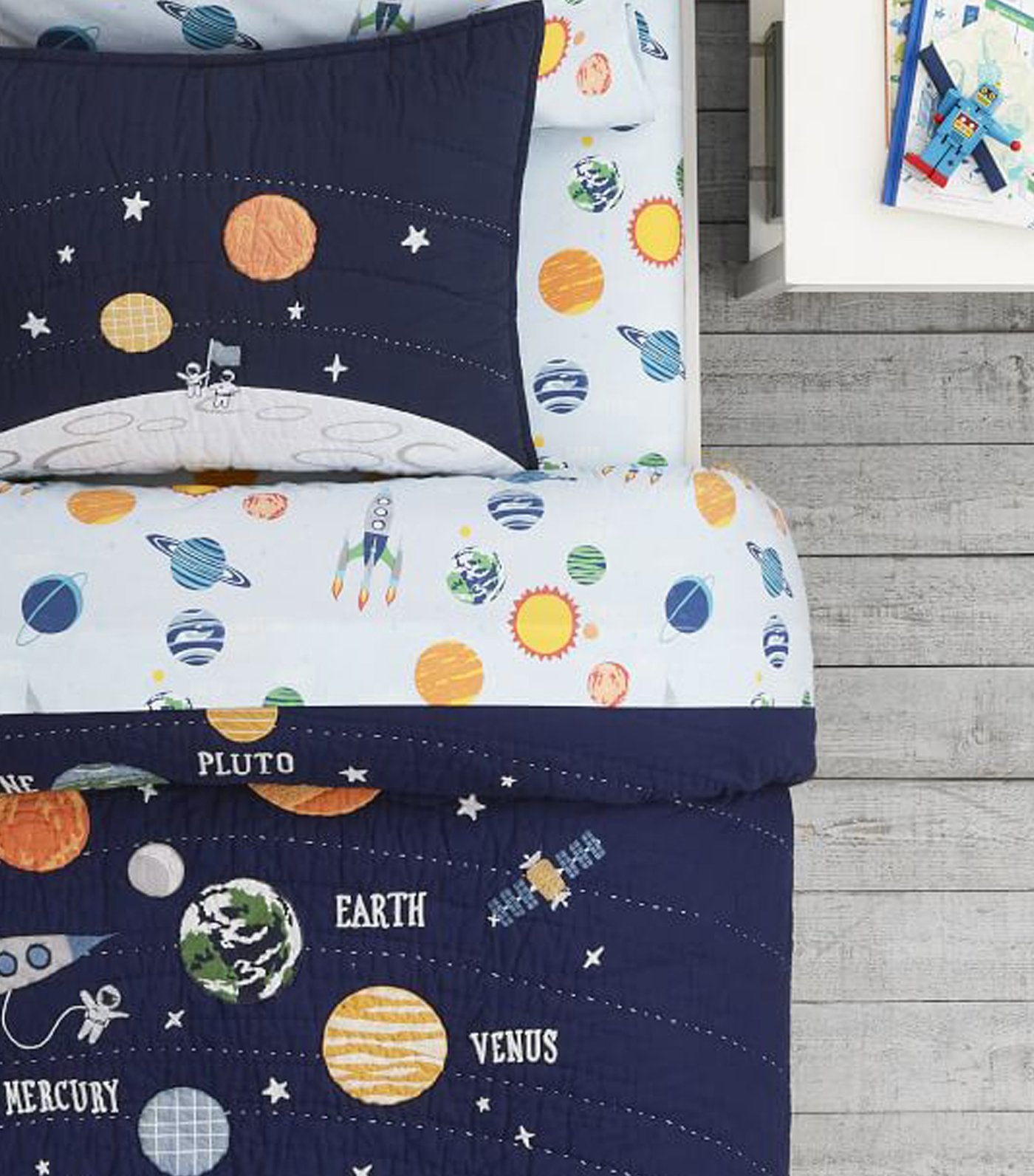 Solar System Glow-in-the-Dark Quilt and Standard Sham