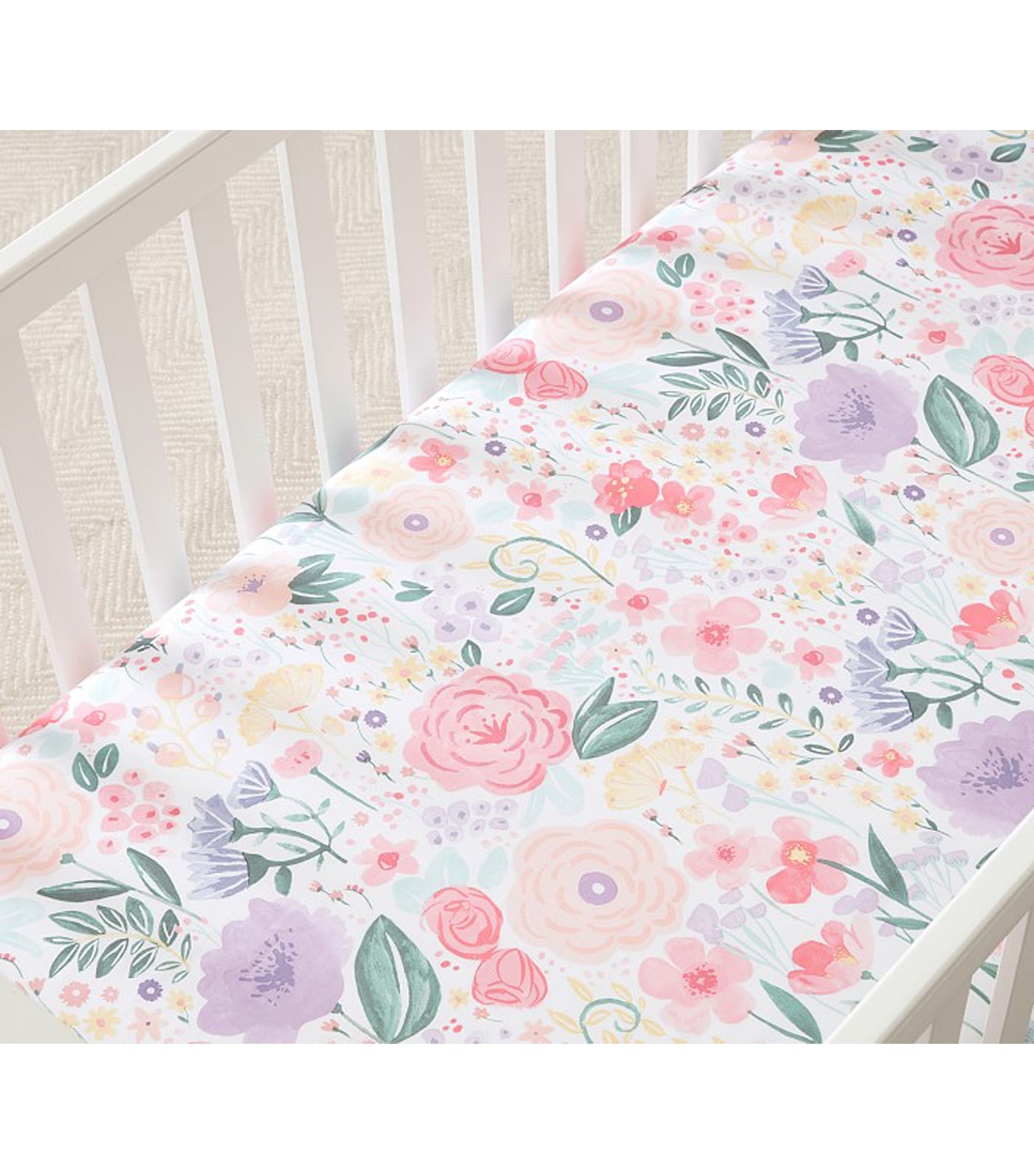 Organic Flora Crib Fitted Sheet - Multi