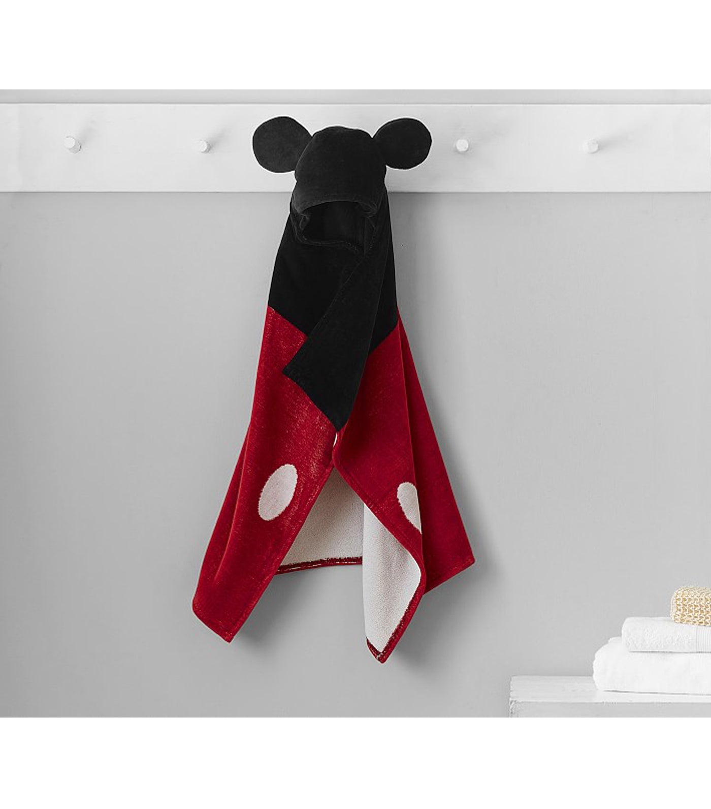 Disney Mickey Mouse Baby Hooded Towel - Black and Red
