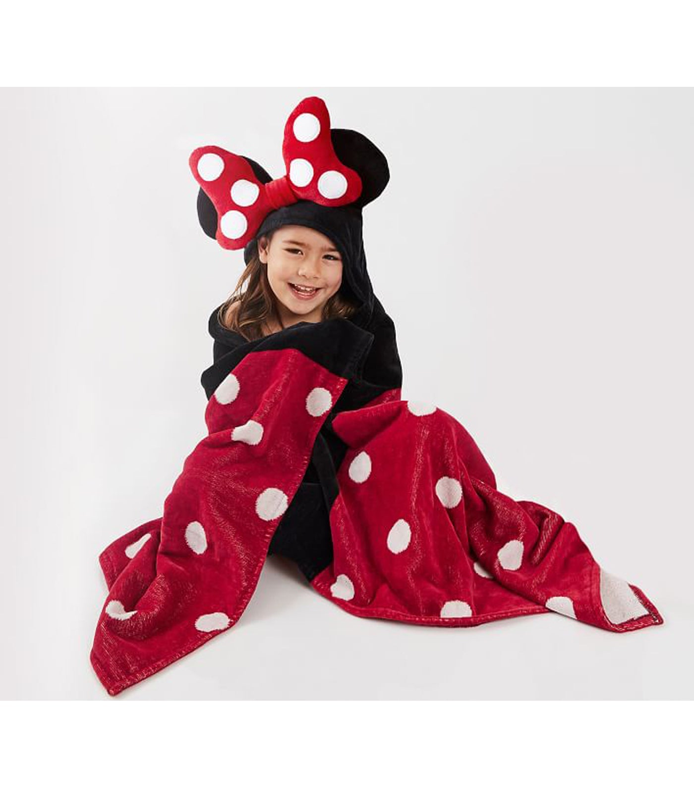 Disney Mickey and Minnie Mouse Kids Hooded Towel - Black Multi