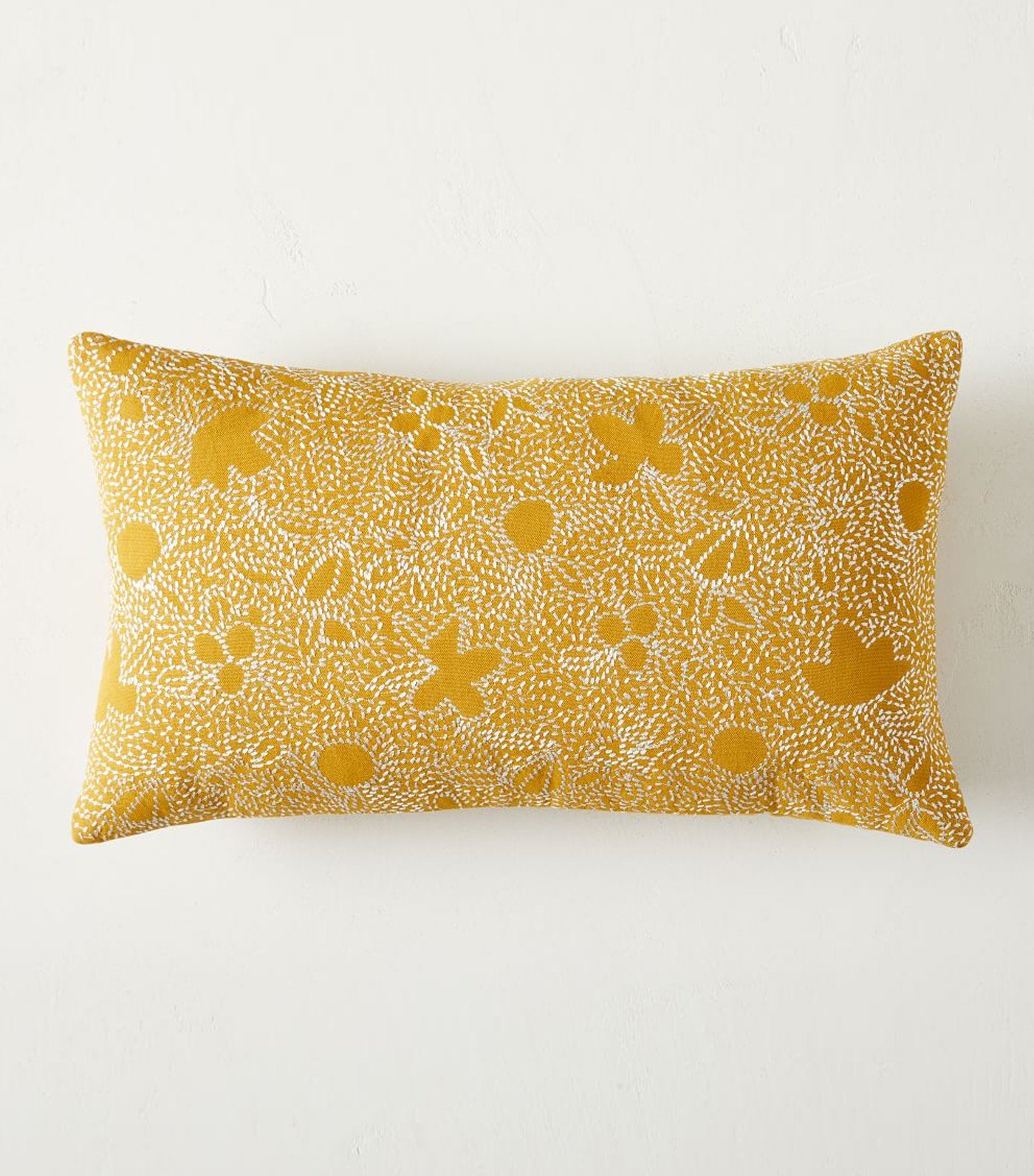 west elm Embroidered Vintage Floral Pillow Cover - Dark Horseradish