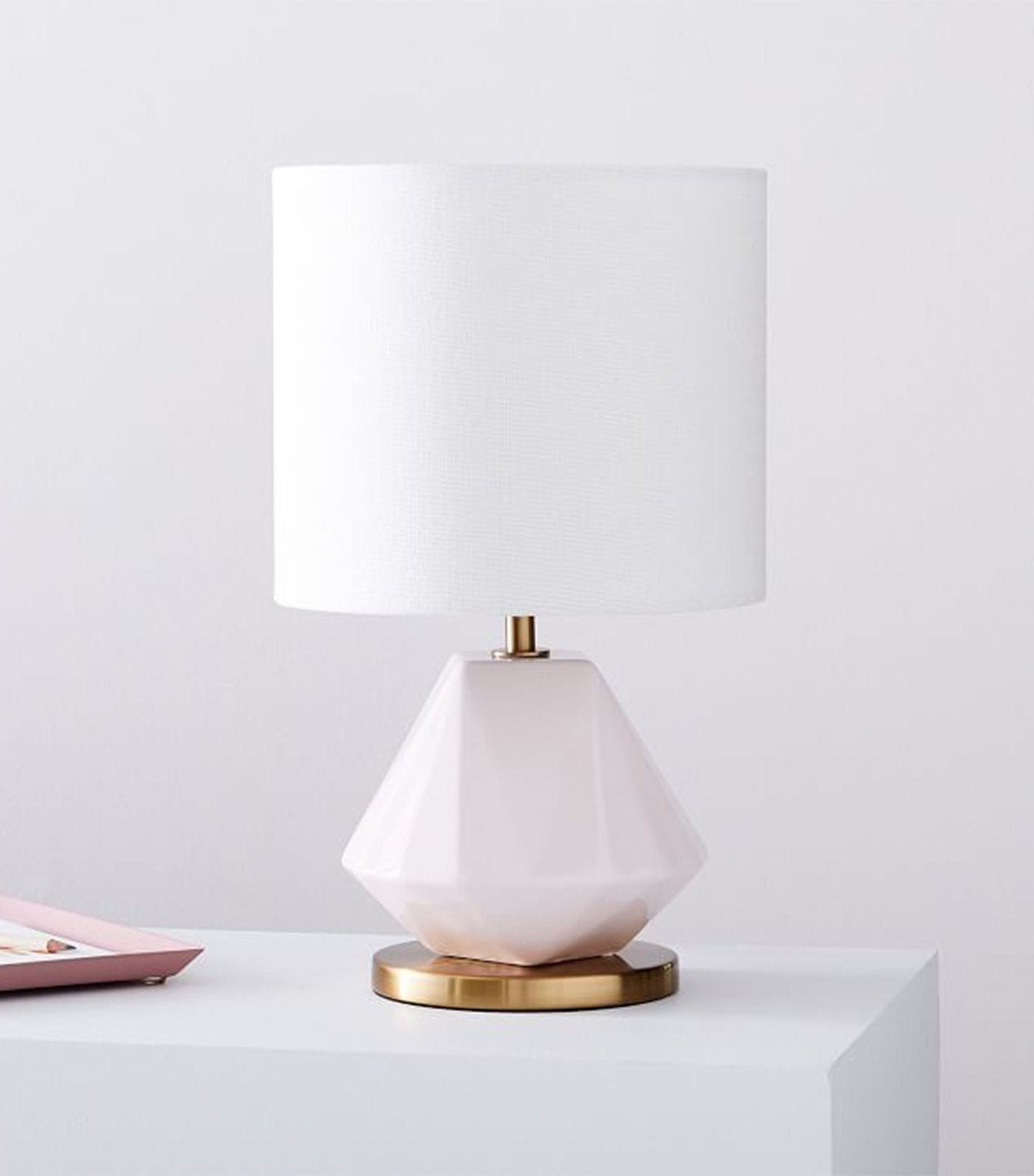 west elm faceted porcelain table lamp - small