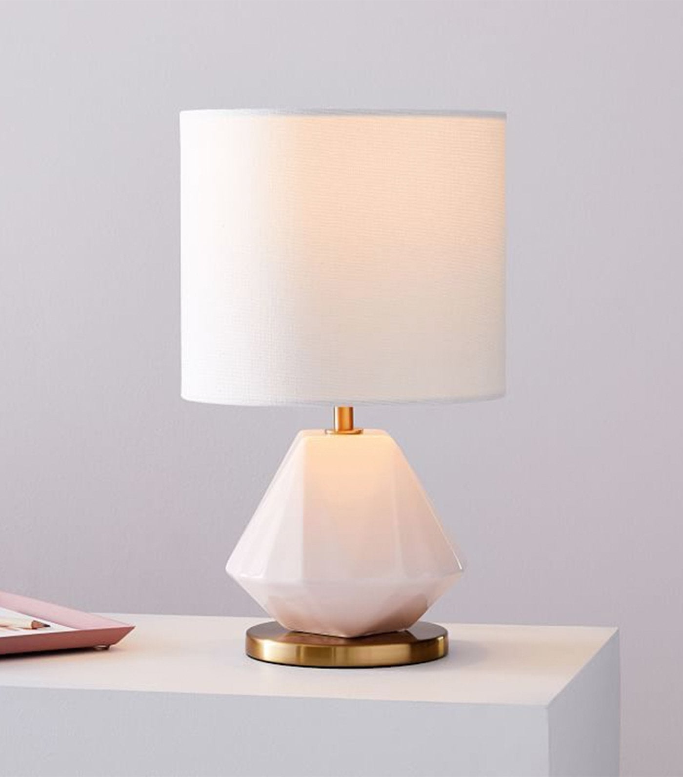 west elm faceted porcelain table lamp - small