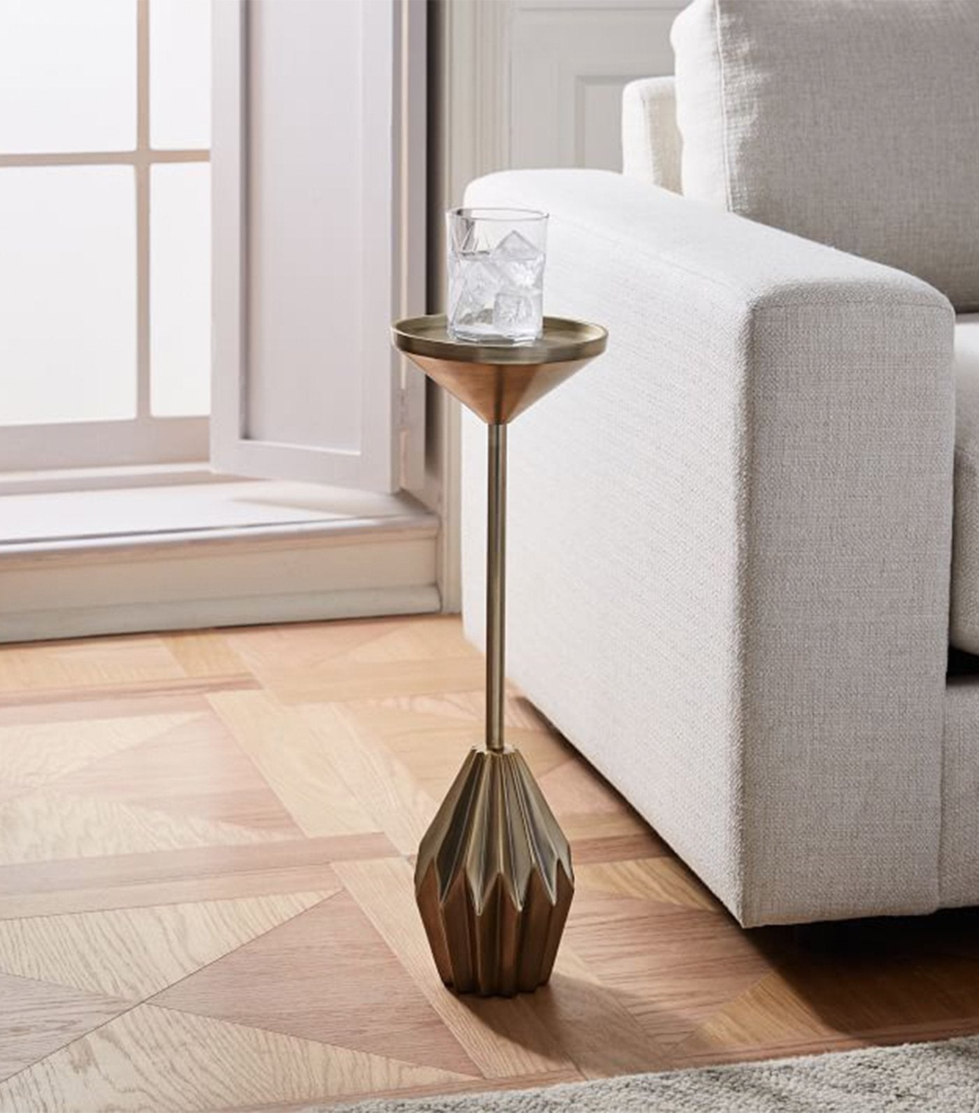 west elm faceted brass drink table