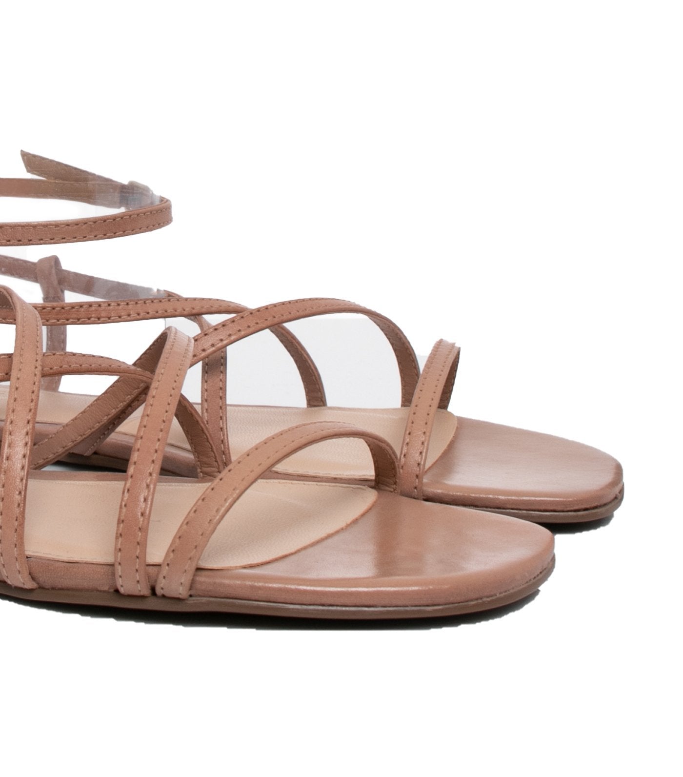 arezzo flat leather strap sandals beige