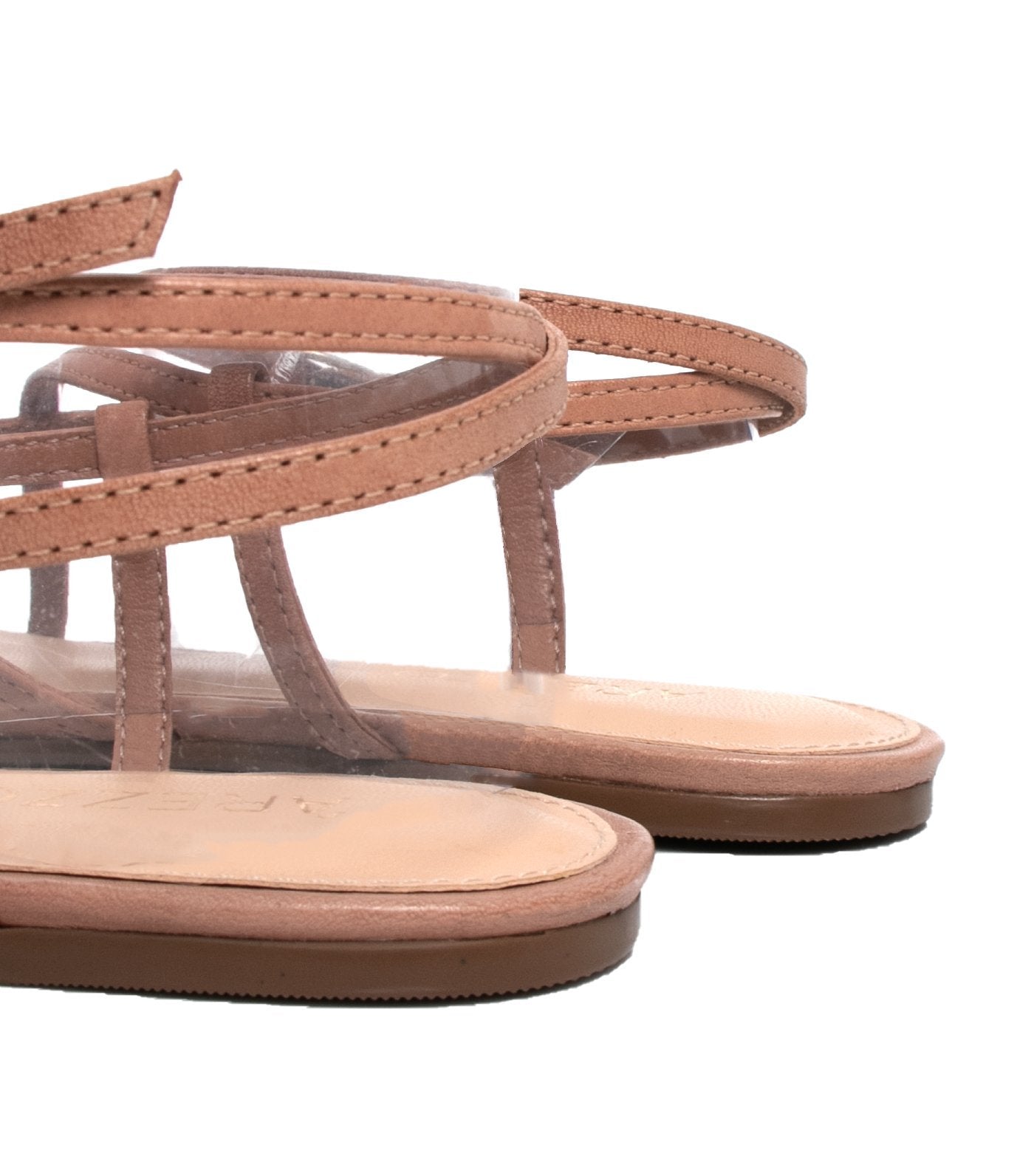 arezzo flat leather strap sandals beige