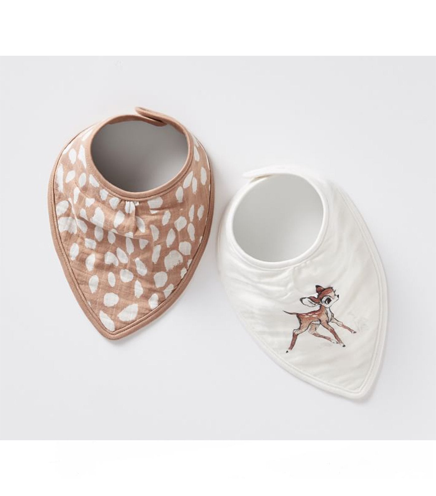 pottery barn kids brown and white disney bambi organic muslin bib and burp cloth set