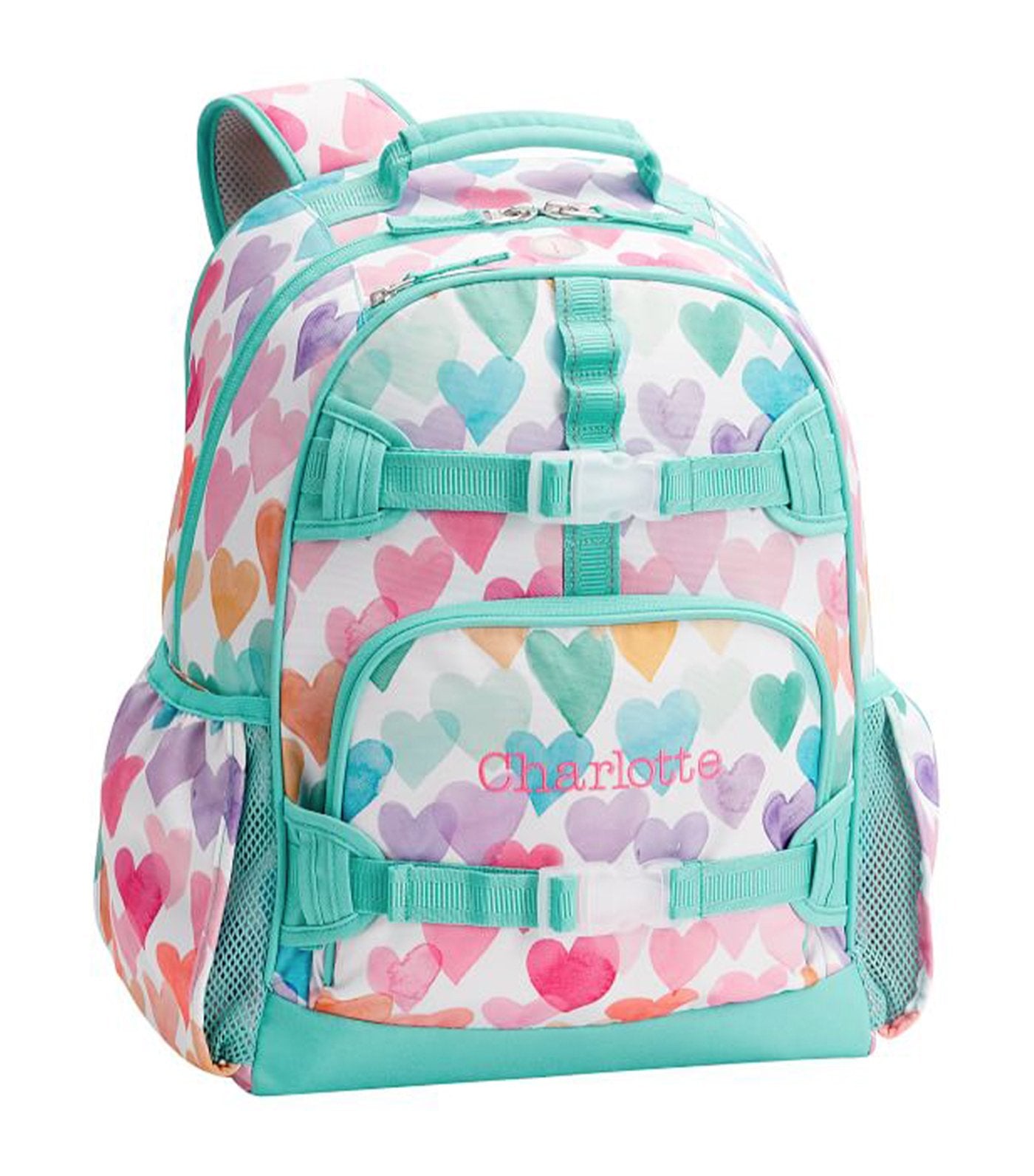 pottery barn kids mackenzie rainbow hearts backpack large