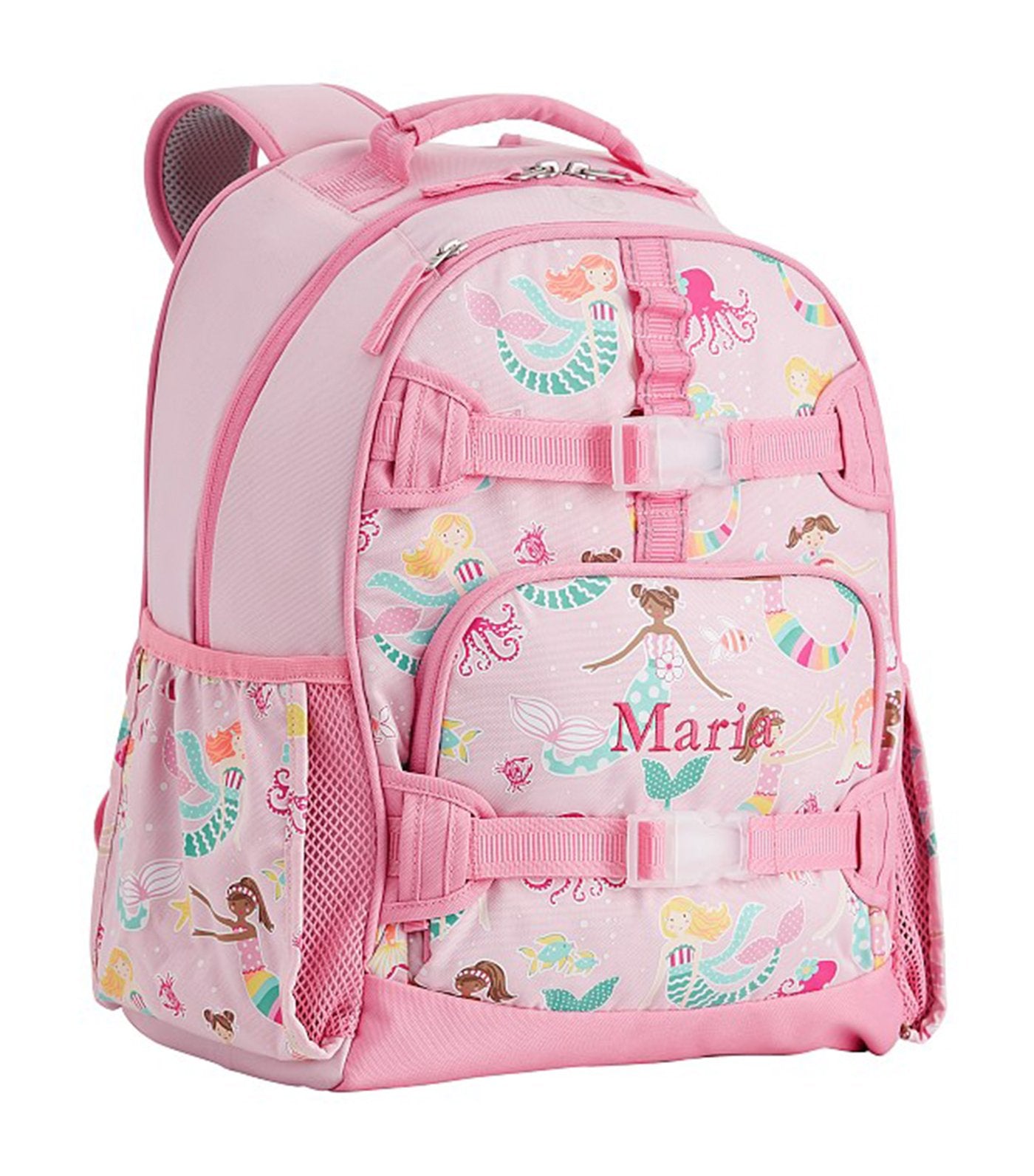 pottery barn kids pink mackenzie mermaid friends glow-in-the-dark backpack large