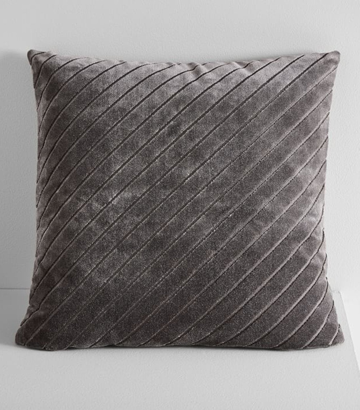 west elm slate diagonal stripe velvet pillow cover 18x18