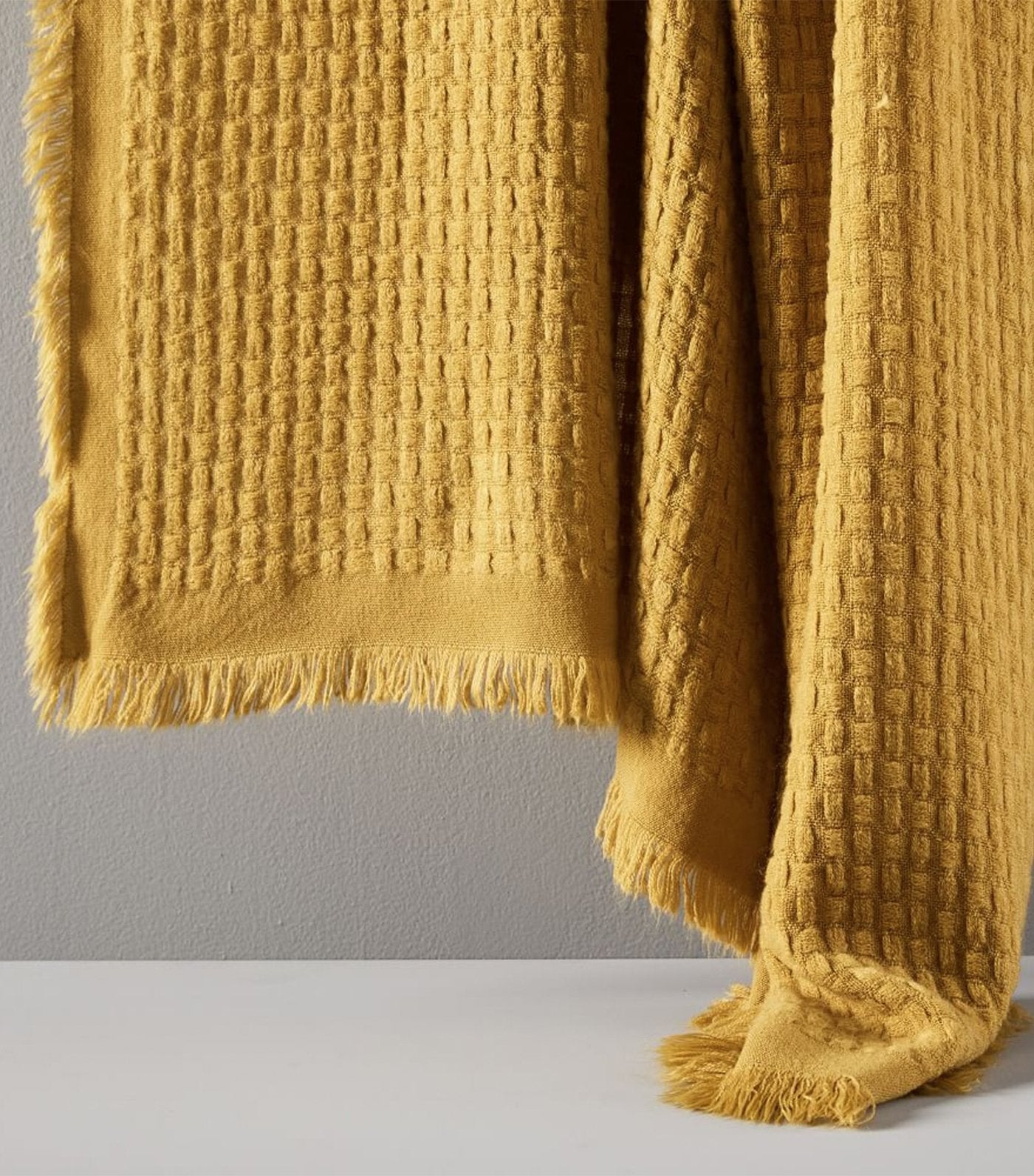 west elm dark horseradish waffle weave throw 50x60