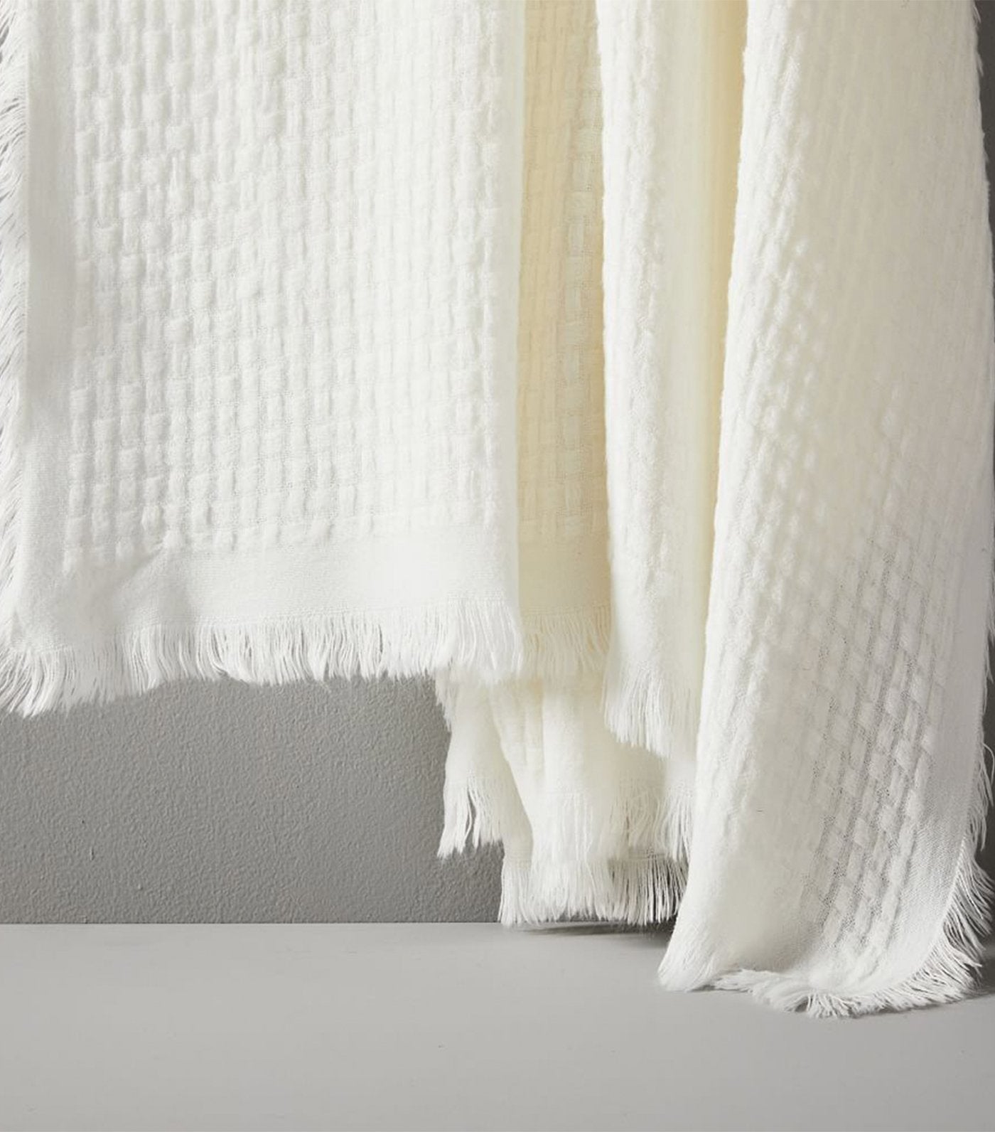 west elm stone white waffle weave throw 50x60