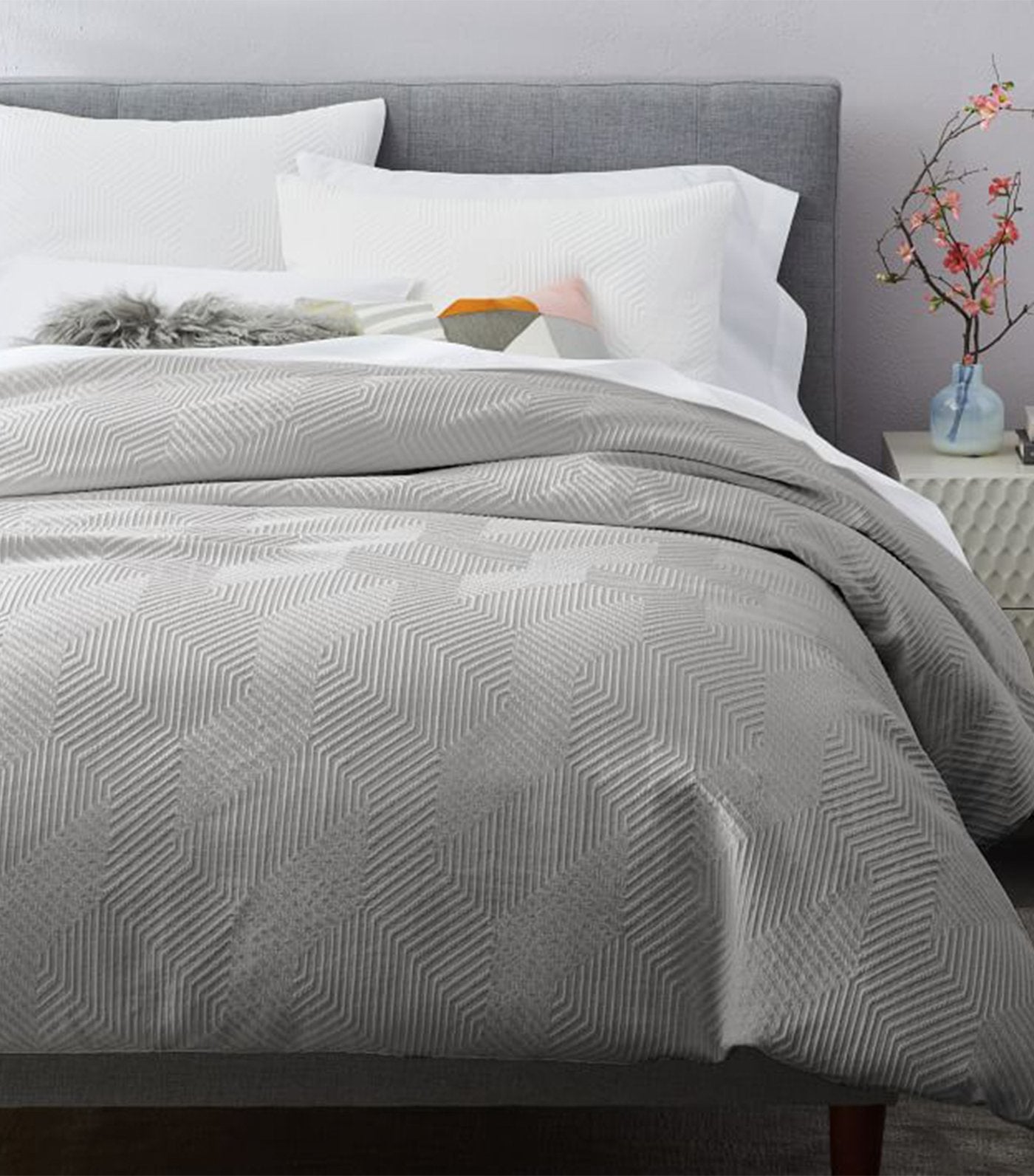 west elm stone gray modern geo duvet cover collection