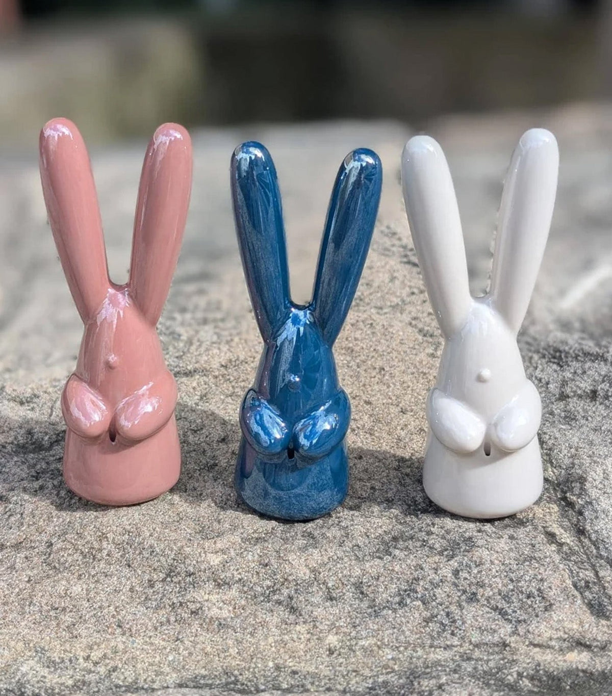 Bunny Figurine Incense Ring Holder Pink