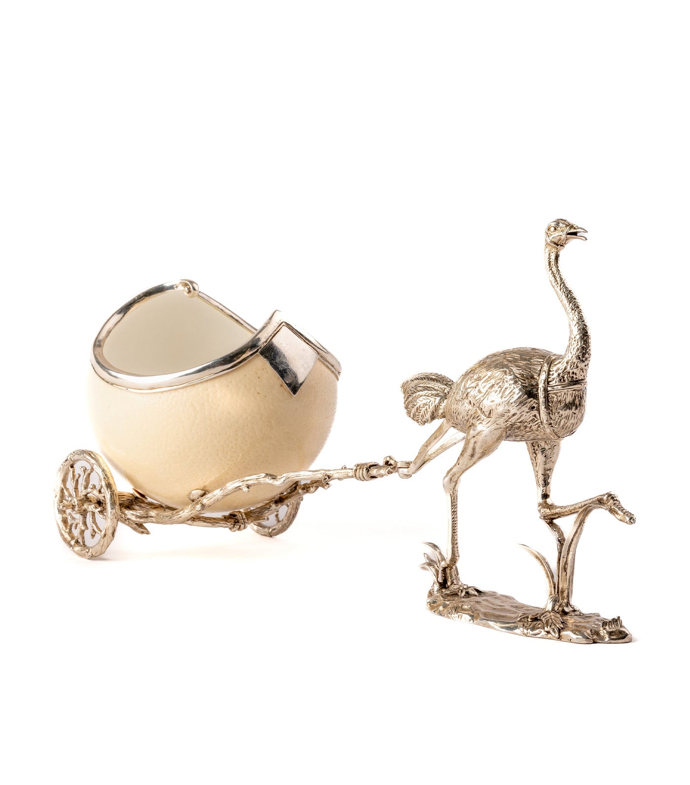 Silver Plated Ostrich with Carriage
