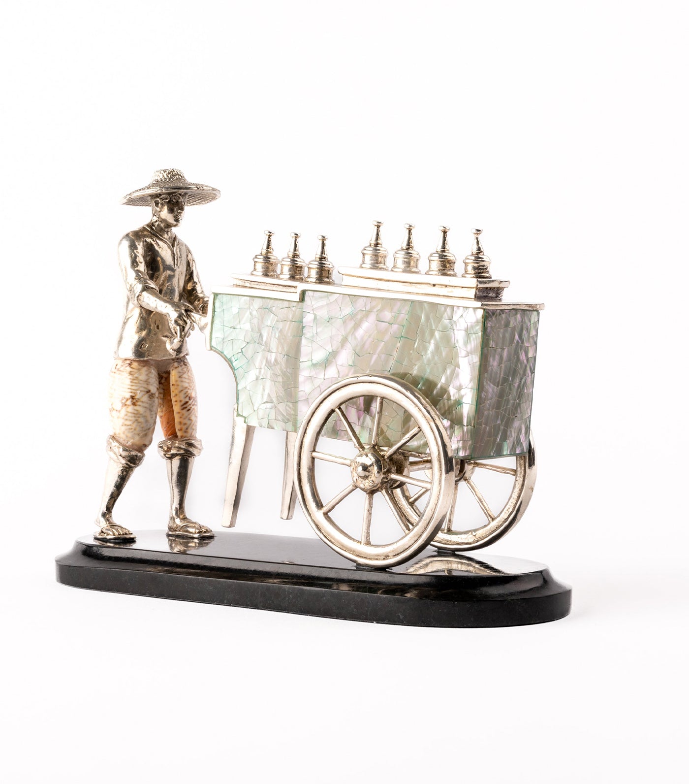 Silver Plated Vendor with Ice Cream Cart