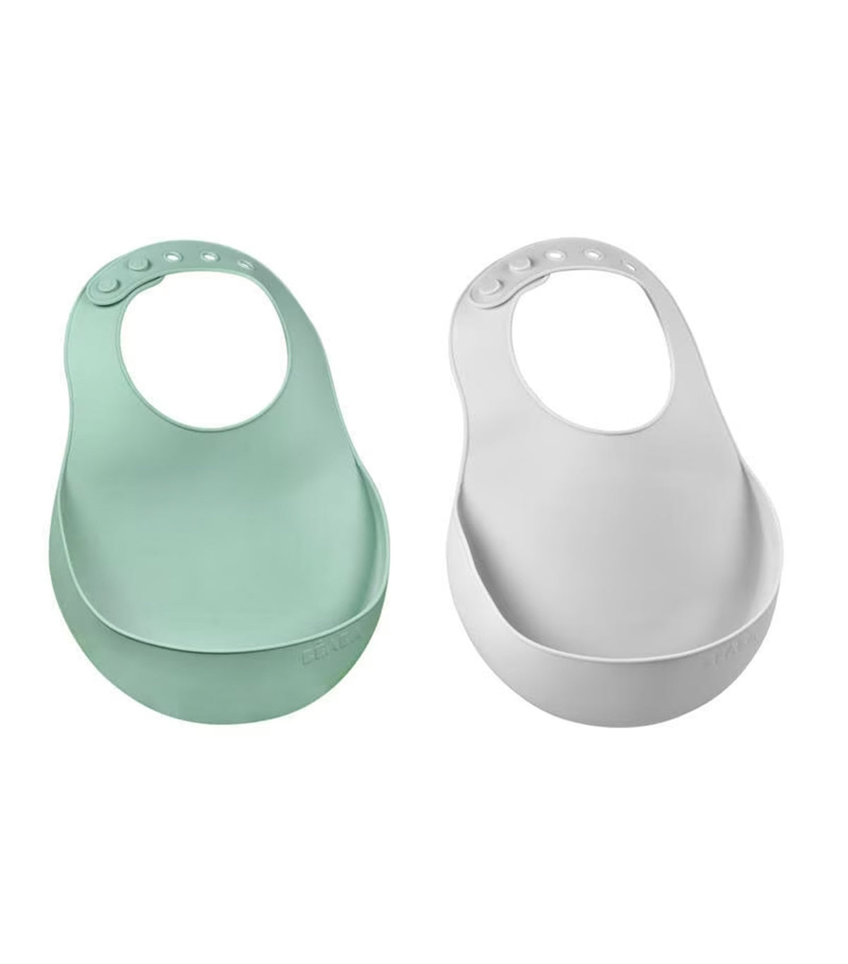 Set of 2 Silicone Bibs Sage Green/Light Mist