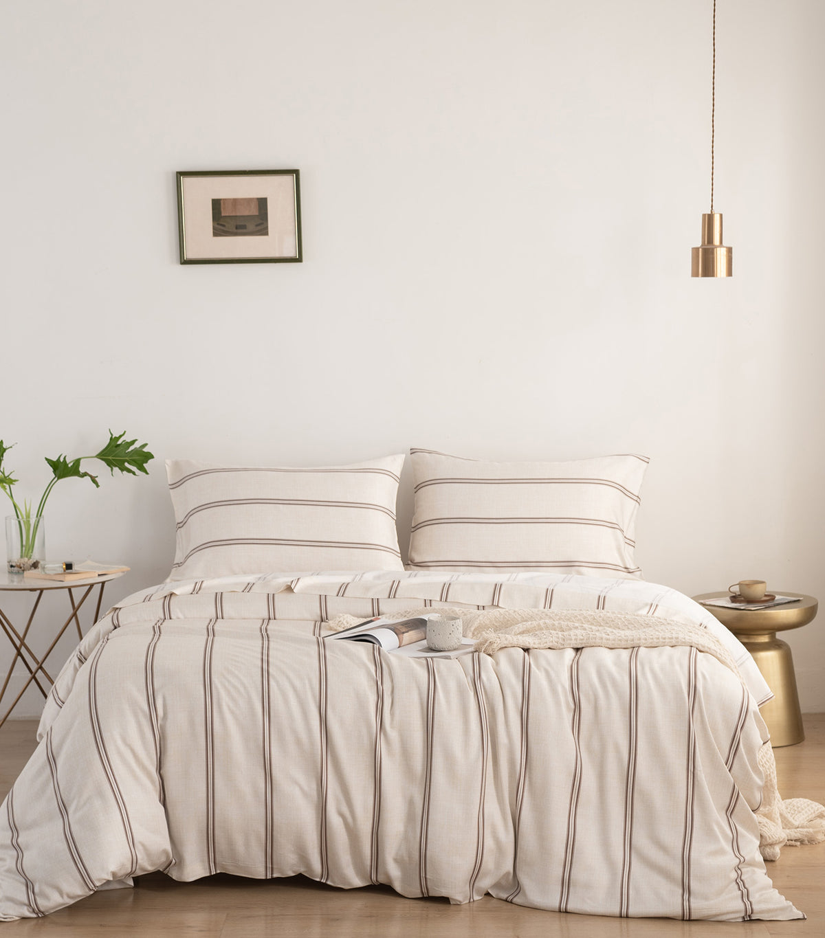 Bamboo Luxury Duvet Cover Cadence Stripe Taupe Latte