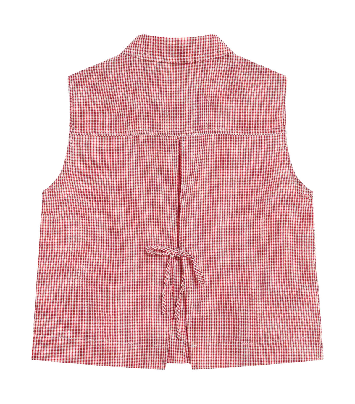 Windell Sleeveless Gingham Cotton Shirt Red