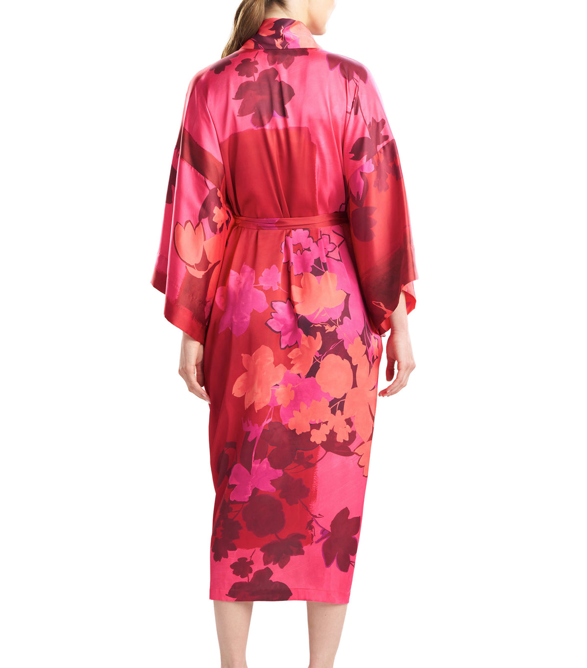 Coromandel Printed Stretch Satin Kimono Robe Mag