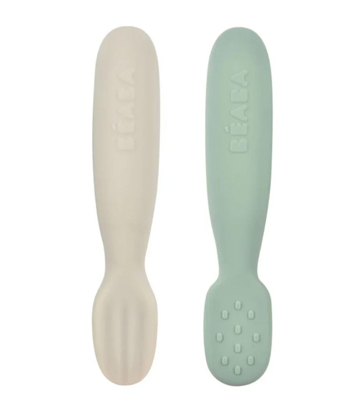 Set of 2 Silicone Pre-Spoons Sage Green/Velvet Gray