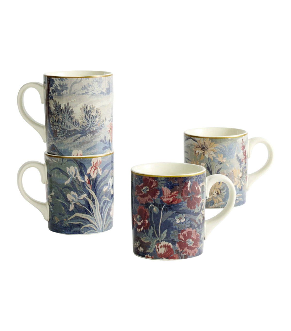 Kravet Folly Scenic Stoneware Mugs Set of 4 Multi