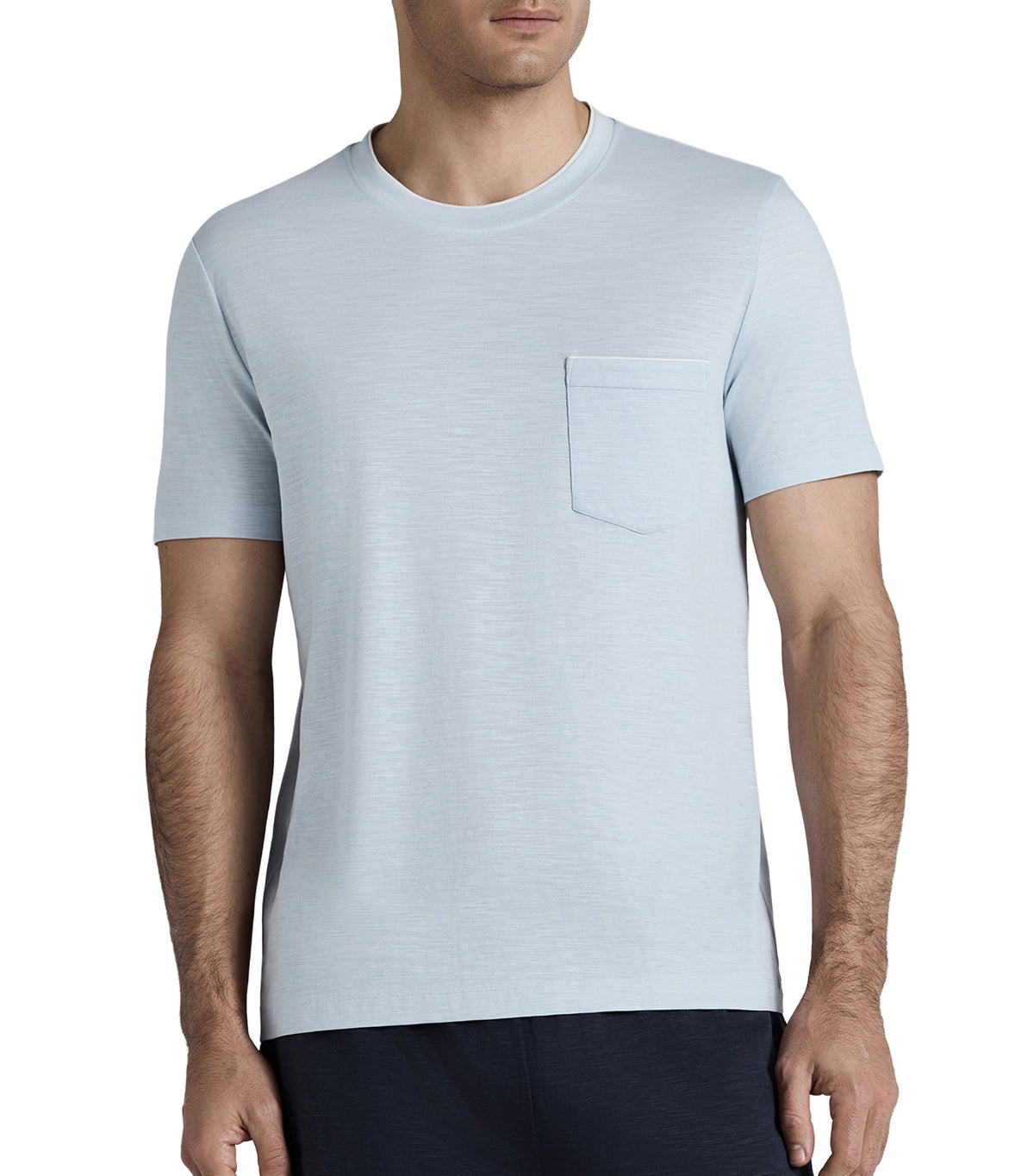 Men's Cotton Lounge Short-Sleeve Top and Shorts Set Green/Blue