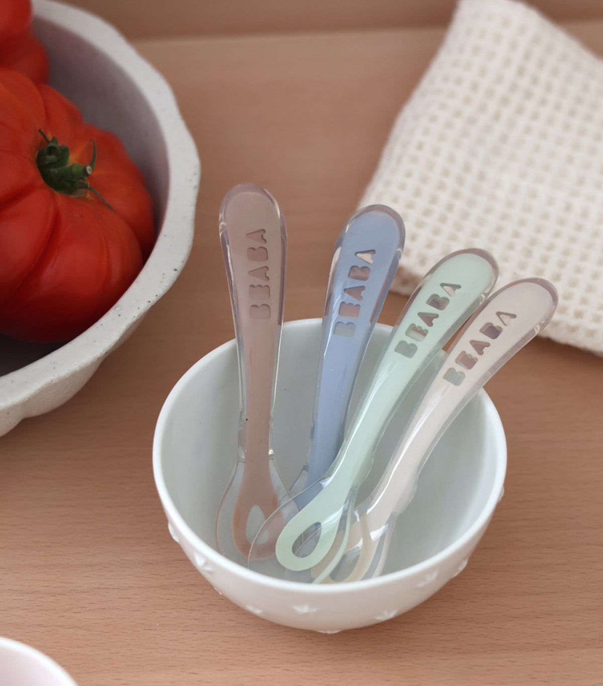 4-Piece 2nd-Age Silicone Spoons Natural