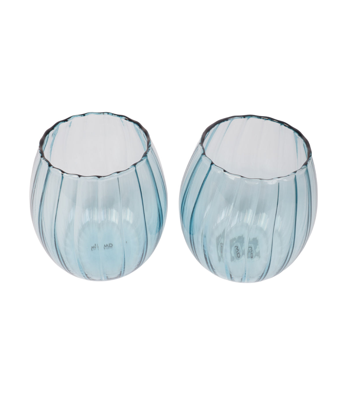 Monterey Pleated Effect Design Glasses, Set of 2, Light Blue