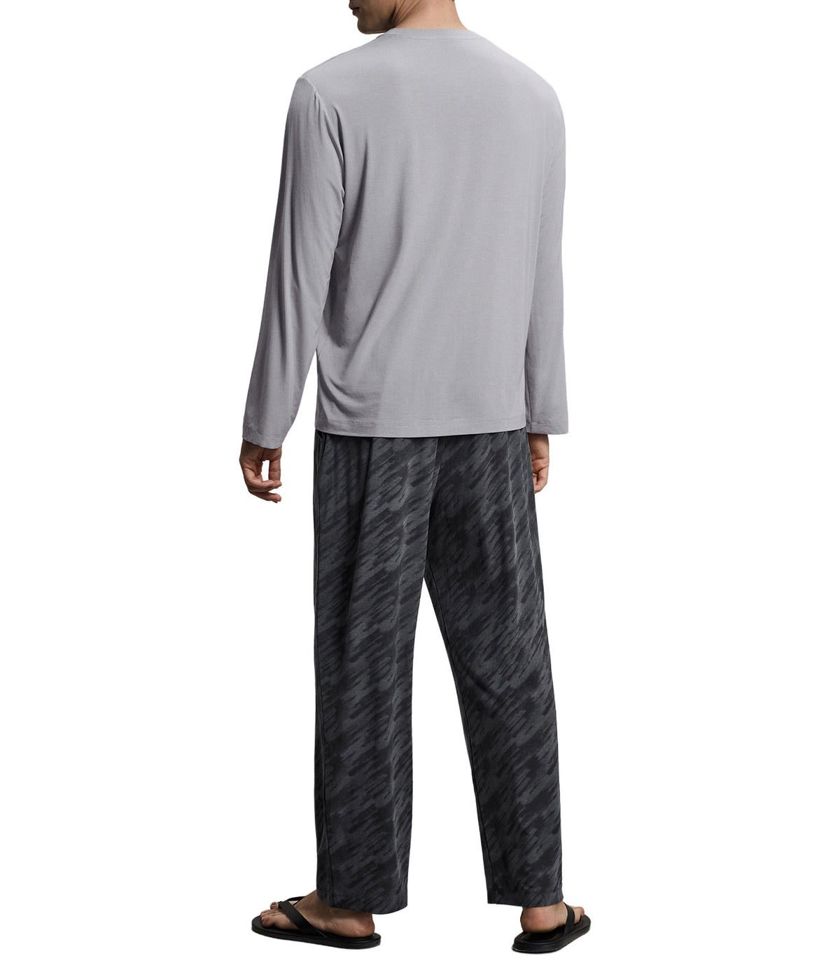 Men's Cooling Modal Crewneck Long-Sleeve + Long Pants Lounge Set Gray