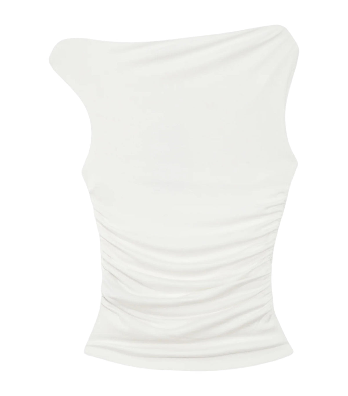 Vodia Fitted Asymmetric Draped Top Ivory