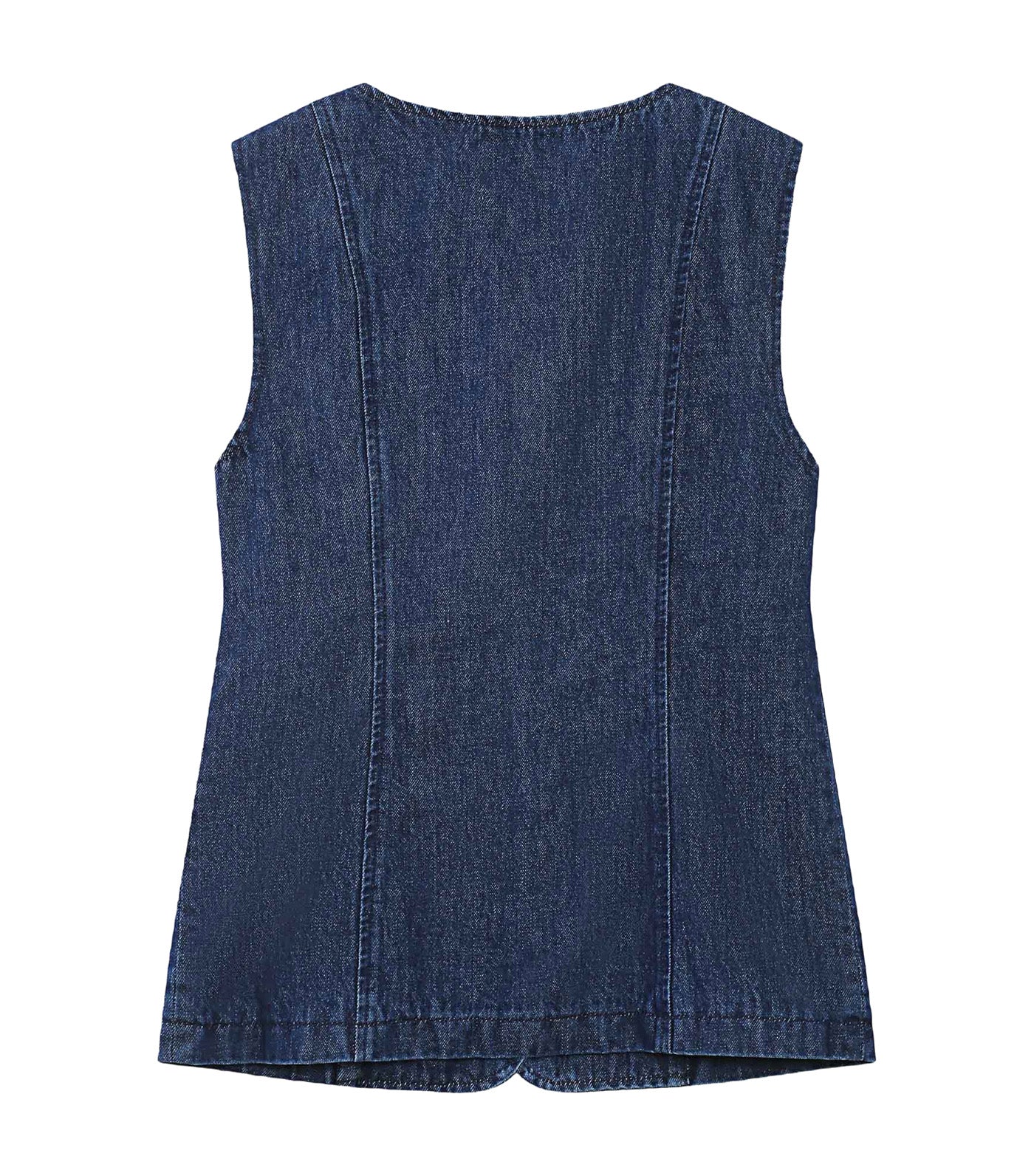 Vallon Fitted Sleeveless Denim Jacket Medium Blue