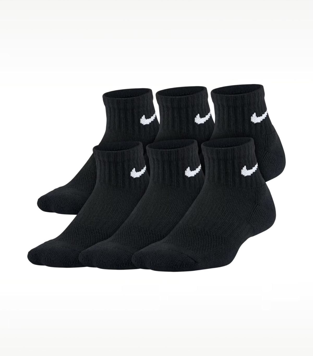 Everyday Kids' Cushioned Ankle Socks Black/White (6 Pairs)