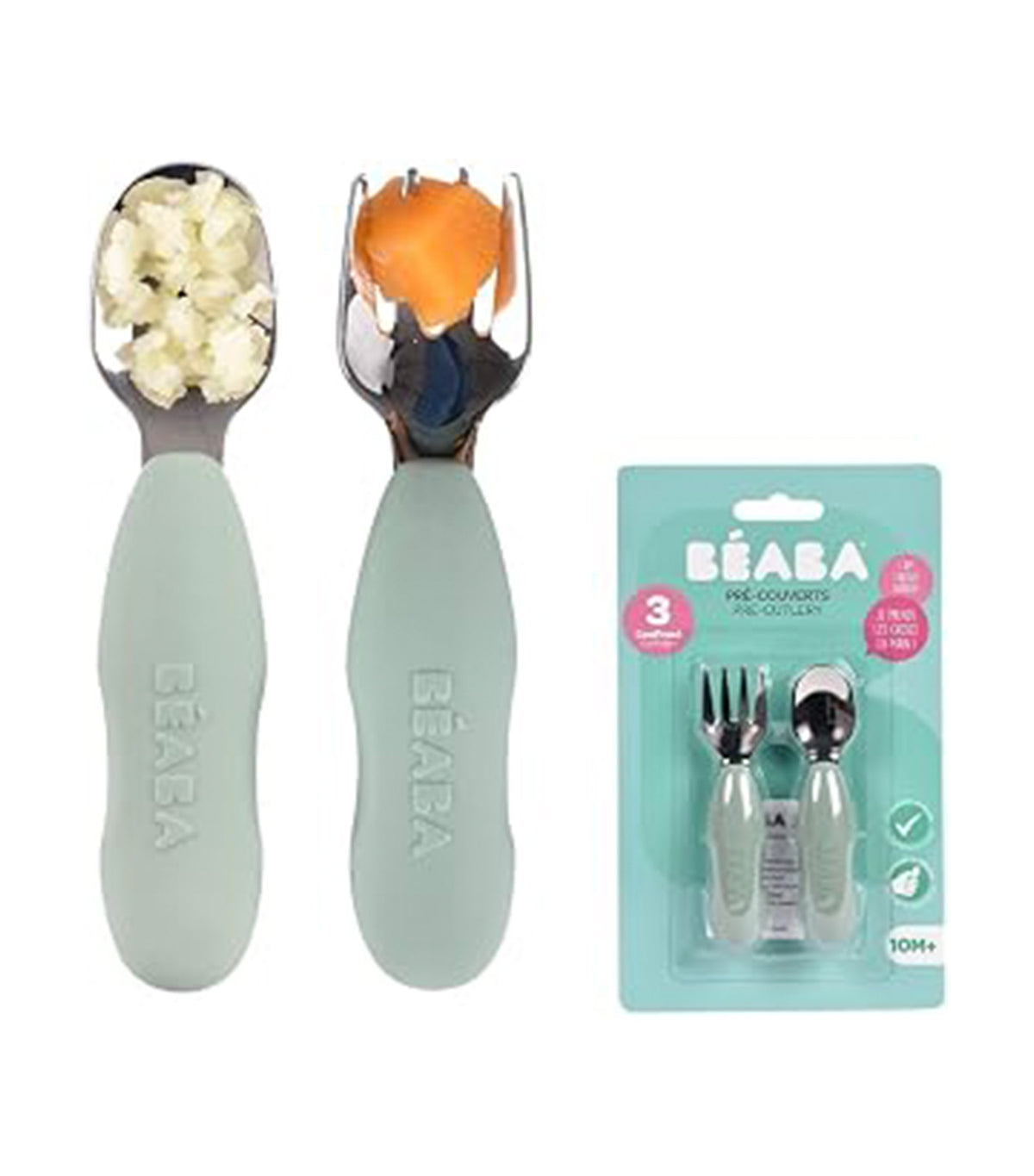 Set of 2 Stainless Steel Pre-Cutlery Sage Green