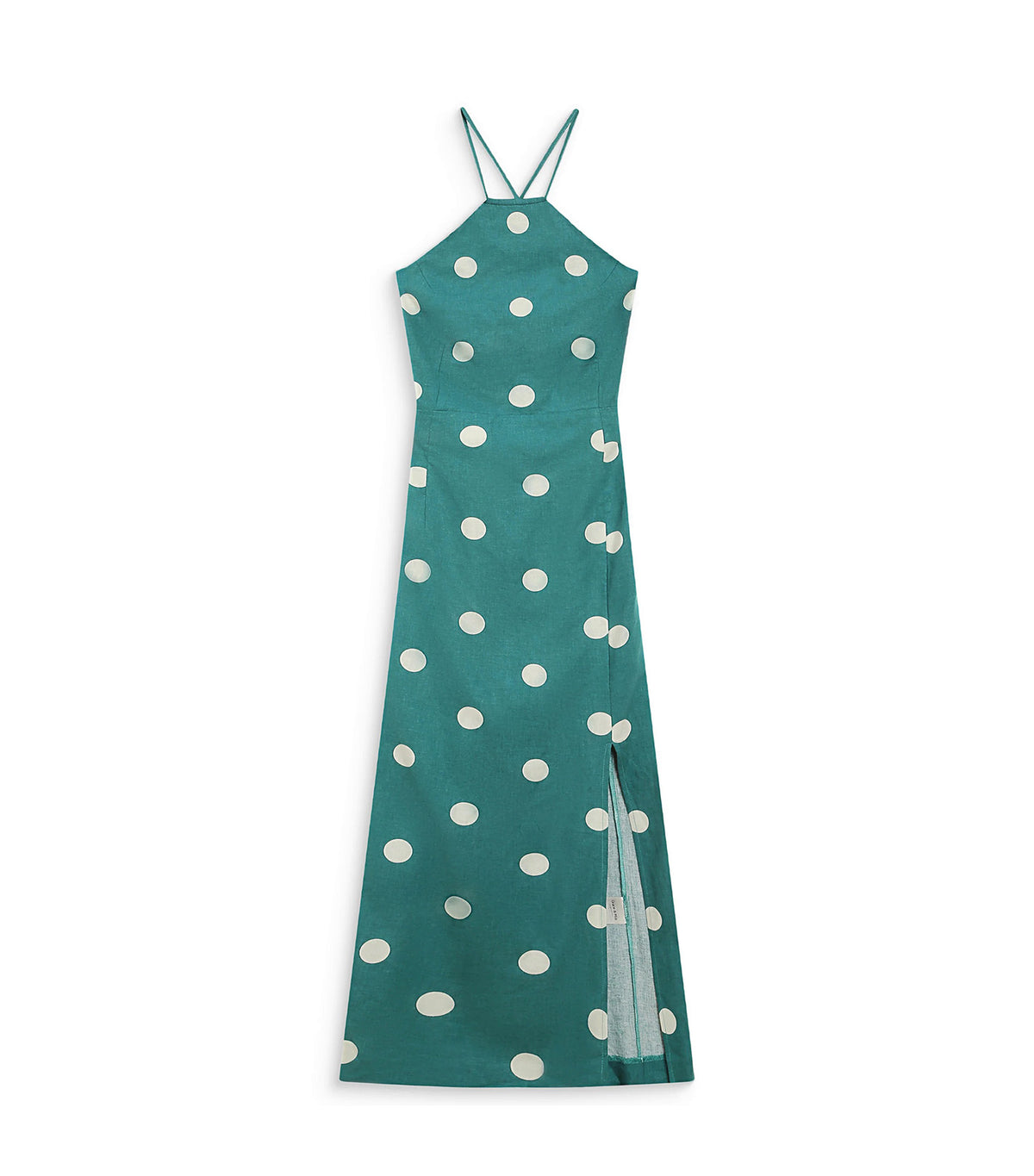 Wyella Fitted Polka Dot Long Dress Emerald