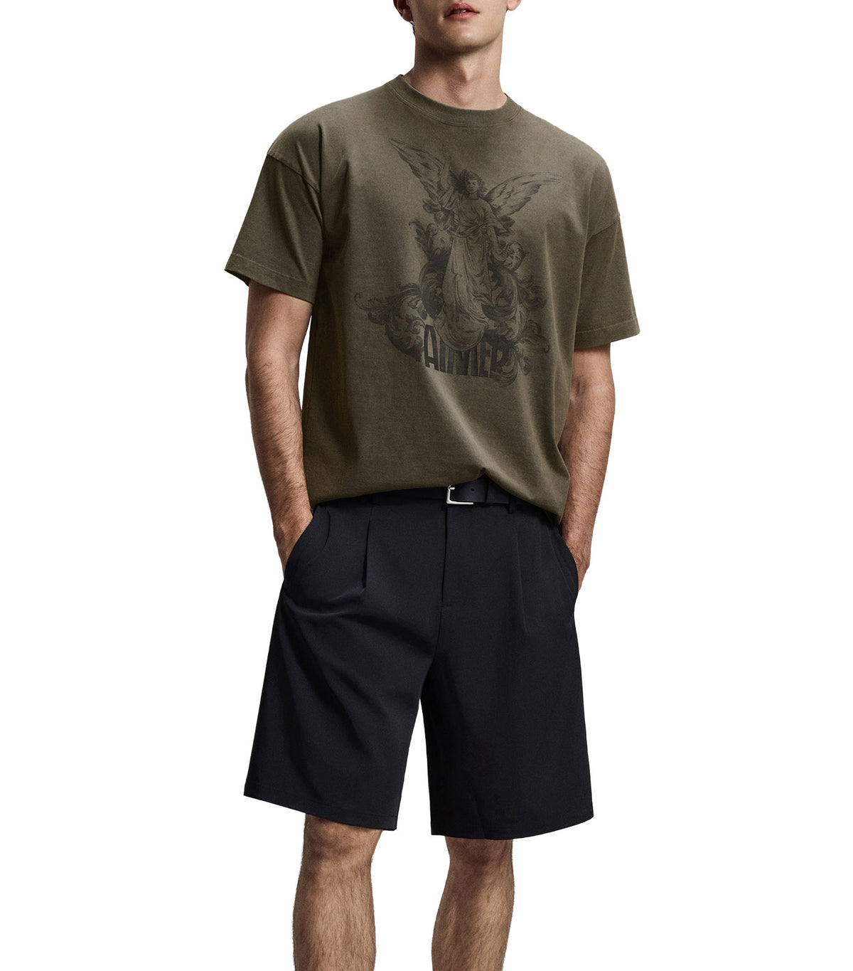 Men's Fashion Round Neck T-Shirt Dark Green
