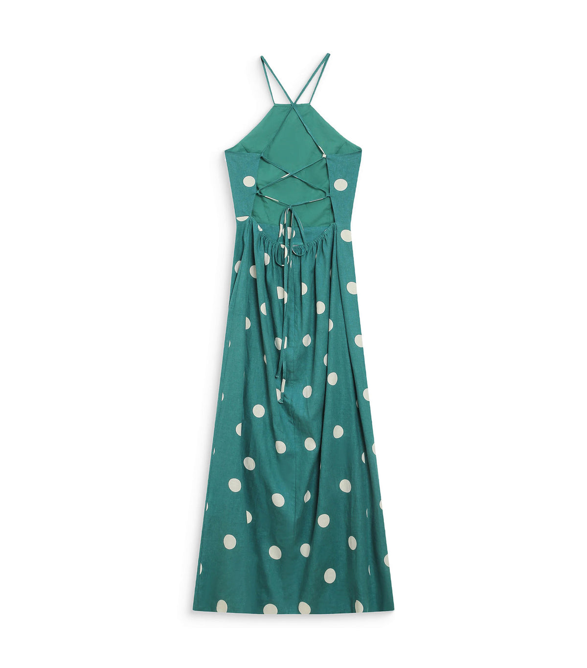 Wyella Fitted Polka Dot Long Dress Emerald
