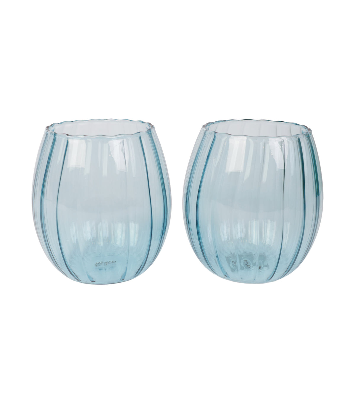 Monterey Pleated Effect Design Glasses, Set of 2, Light Blue
