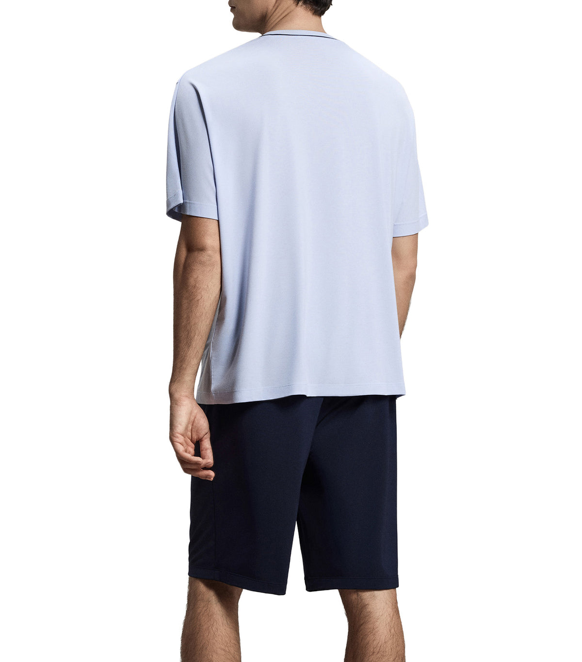 Men's Cooling Crewneck Short-Sleeve Cooling Loungewear Set Blue